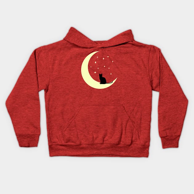 cat in the moonlight gifts Kids Hoodie by Bianka